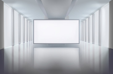 Picture in art gallery. Vector illustration.