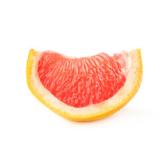 Slice section of grapefruit isolated over the white background
