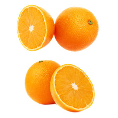 Served orange fruit composition isolated over the white