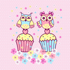 Two couples on a cake on a pink background