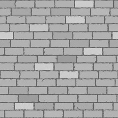 Seamless brick wall monochrome vector background