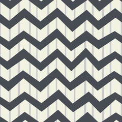 Monochrome seamless pattern of vertical bands and horizontal zigzags. Vintage background. Vector.