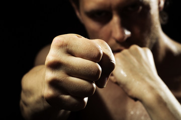 Man in boxing pose