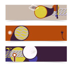 Set of horizontal banners, headers. Editable design template