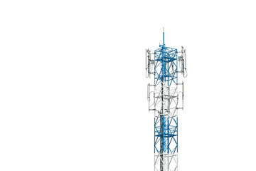 Communication tower in Thailand isolated on white