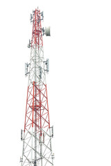 Communication tower in Thailand isolated on white