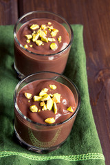 Chocolate mousse with pistachios