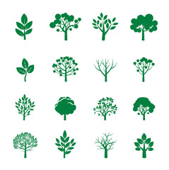Collection of Green Trees. Vector icons.