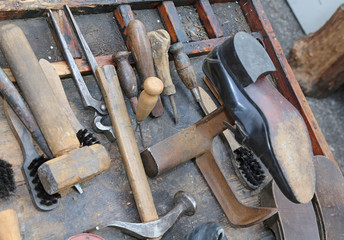 old tools to repair your shoes in the  Cordwainer