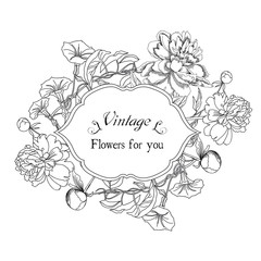 Vintage card with  bindweed and flowers