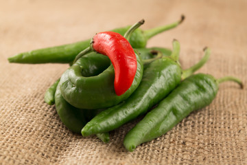 Peppers on juta sack