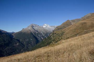 Fototapeta na wymiar View To Mt Hochgall 3.436m From Mt. Seespitze In St. Jakob In Defereggental In East Tyrol Austria