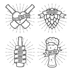 Fototapeta premium Set of t-shirt beer prints. Vintage vector illustration.