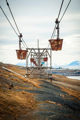 Old cable car for coal transportation, Svalbard, Norway