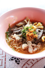 Thai food Tom yum noodle in Thai style