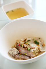 Thai food Tom yum noodle in Thai style