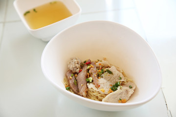 Thai food Tom yum noodle in Thai style