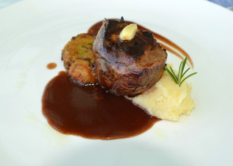 Beef Steak on White Plate