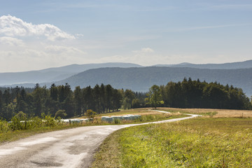 Fototapeta na wymiar Summer Polish landscape in Sudety mountains