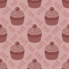 Seamless pattern with cupcakes