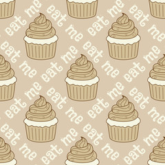 Seamless pattern with cupcakes