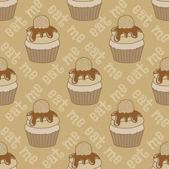 Seamless pattern with cupcakes