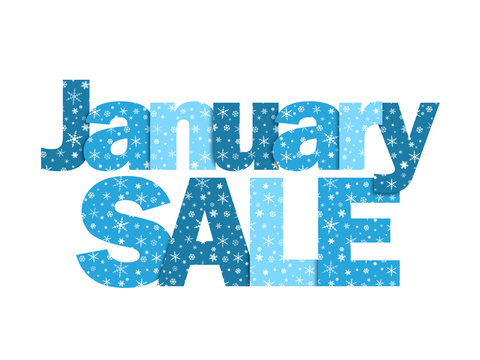 JANUARY SALE Blue Vector Letters Icon with Snowflakes