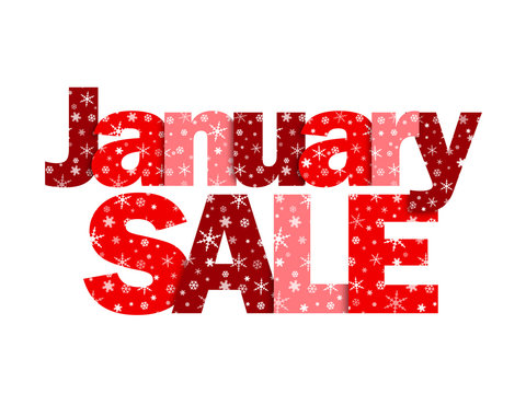 JANUARY SALE Red Vector Letters Icon with Snowflakes