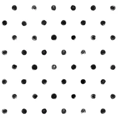 Gordijnen Zwart-wit Polka Dot Naadloze Patroon Verf Vlek Abstract © Olga Lots