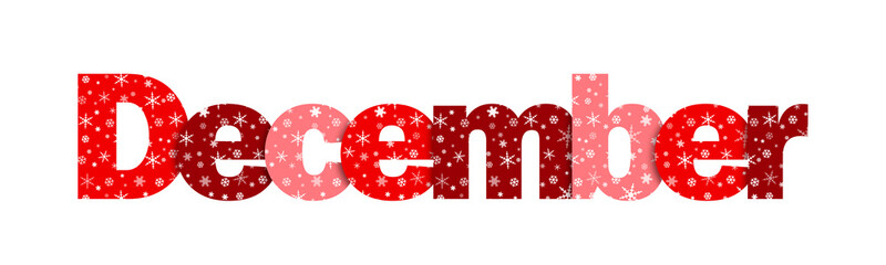 “DECEMBER” Vector Snowflake Letters Icon (red)