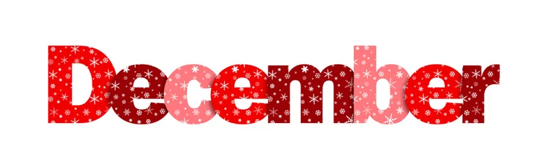 Foto op Plexiglas “DECEMBER” Vector Snowflake Letters Icon (red) © Web Buttons Inc