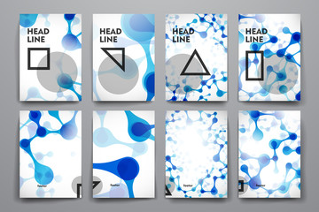 Set of brochure, poster design templates in DNA molecule style