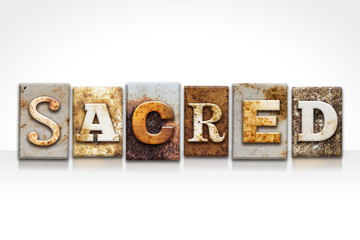 Sacred Letterpress Concept Isolated on White