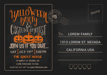 Halloween Party and Costume Contest Postcard Invitation Template