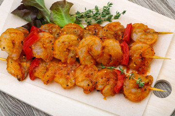 Raw prawn skewer