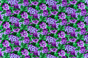 Fototapeta premium texture of print fabric stripes natural flowers