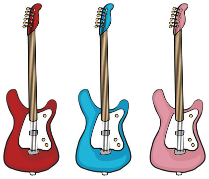 Set of three electric guitars