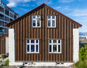 Typical Icelandic wooden house in Reykjavik downtown