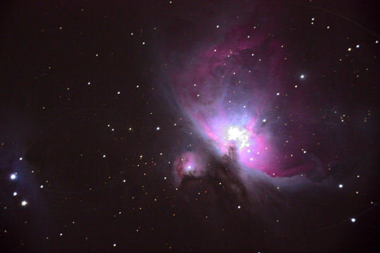 Orion Nebula, M42. Interstellar gas clouds inside which continuous born and new generations of stars.