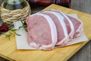 Raw pork steak
