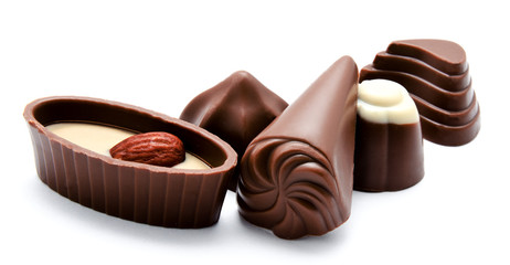 Assortment of chocolate candies isolated