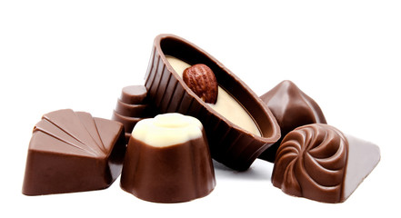 Assortment of chocolate candies isolated