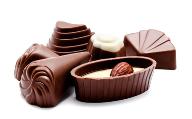 Assortment of chocolate candies isolated