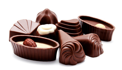 Assortment of chocolate candies isolated