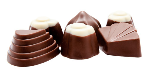 Assortment of chocolate candies isolated