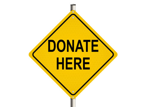 Donate. Road sign on the white background. Raster illustration