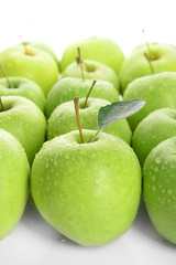Ripe green apples close up