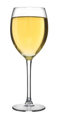 A glass filled with white wine isolated on a white background