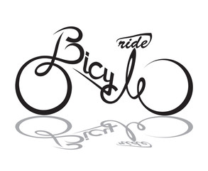 abstract bicycle illustration with form the text