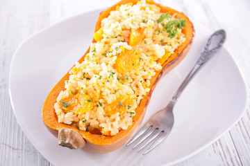 risotto in pumpkin bowl